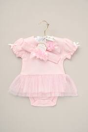 Rock-A-Bye Baby Boutique Pink Ribbon Detail Bodysuit & Headband Outfit Set - Image 2 of 3