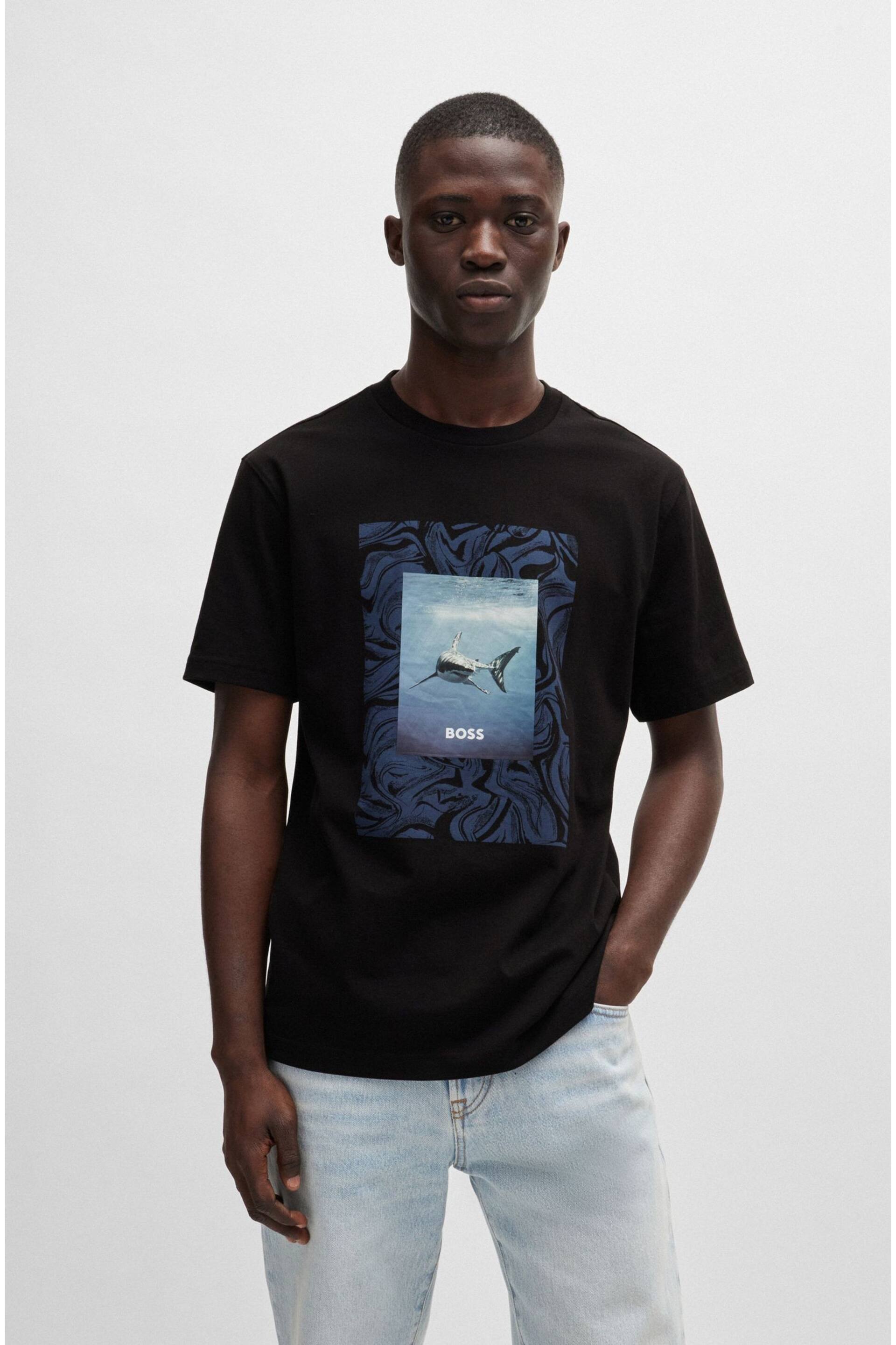 BOSS Black Cotton-Jersey Regular-Fit T-Shirt With Seasonal Artwork - Image 2 of 5