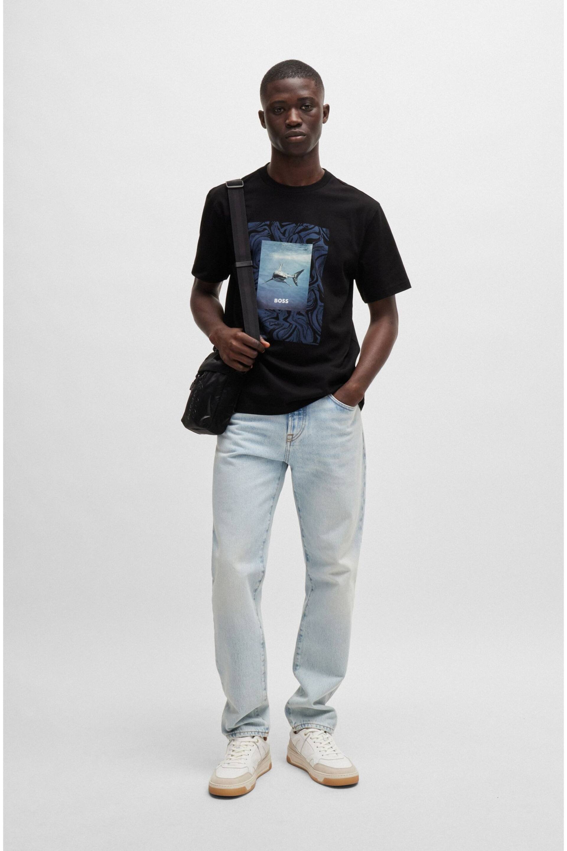 BOSS Black Cotton-Jersey Regular-Fit T-Shirt With Seasonal Artwork - Image 3 of 5