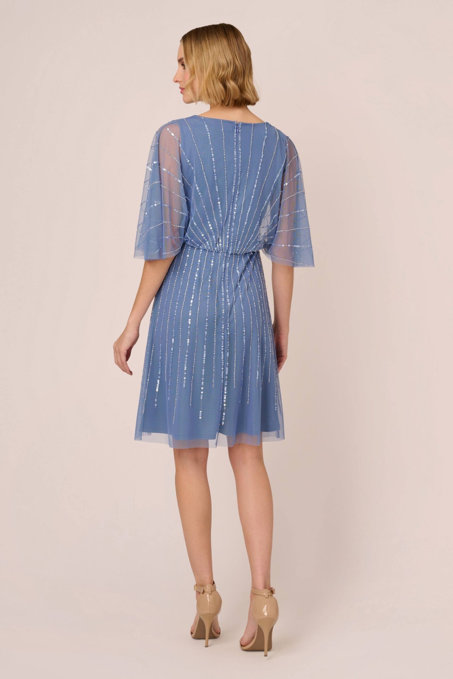 Adrianna Papell Blue Beaded Short Dress - Image 2 of 7