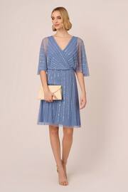 Adrianna Papell Blue Beaded Short Dress - Image 3 of 7