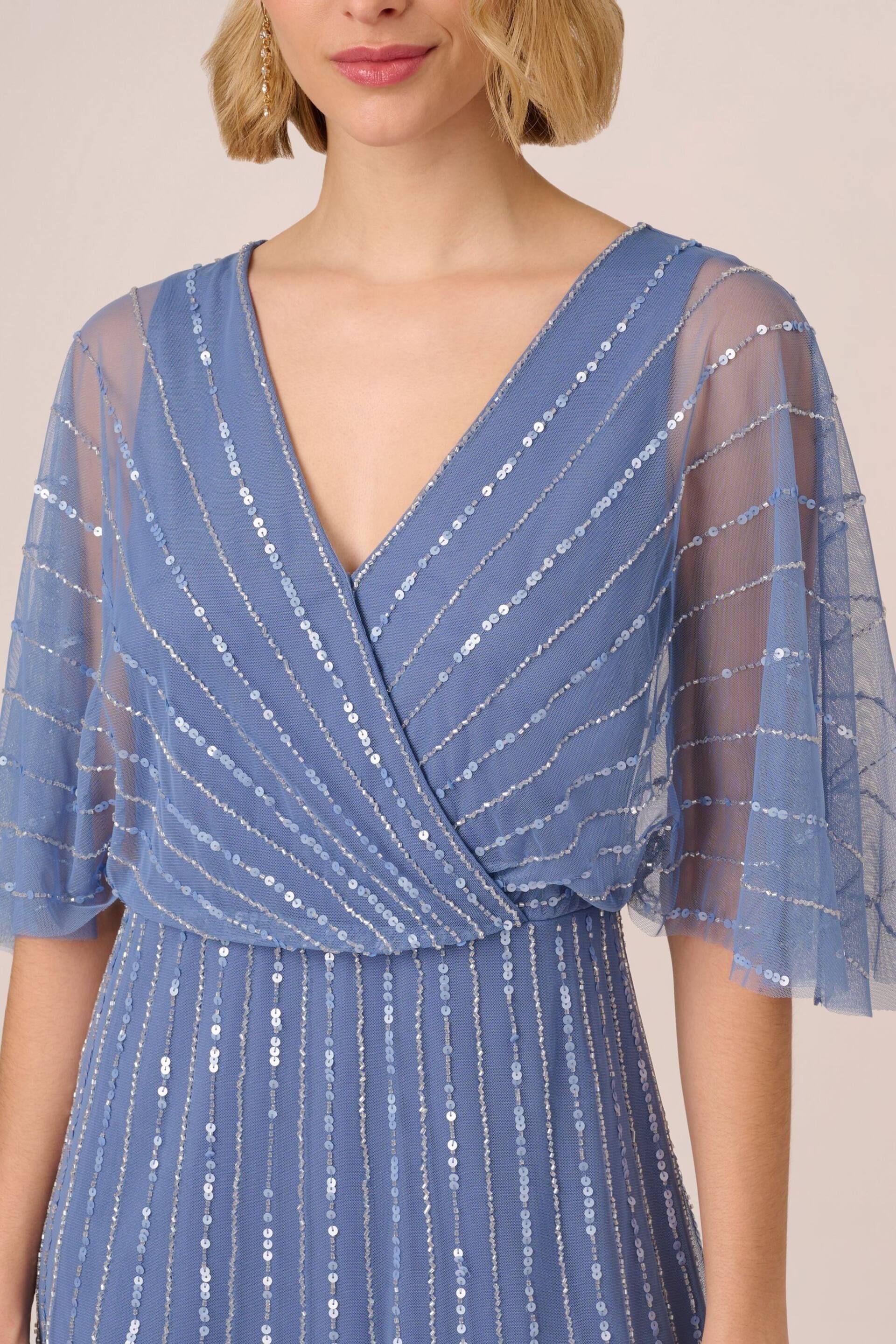 Adrianna Papell Blue Beaded Short Dress - Image 4 of 7