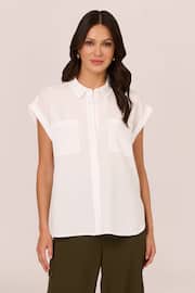 Adrianna Papell Sleeveless Woven Utility White Shirt - Image 1 of 7