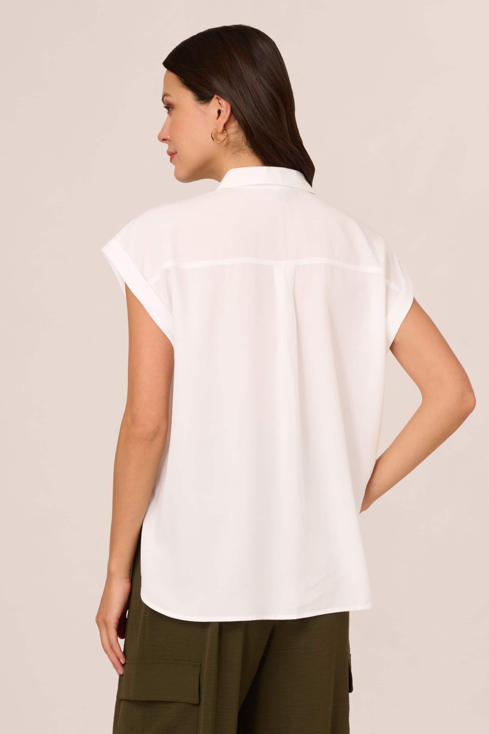 Adrianna Papell Sleeveless Woven Utility White Shirt - Image 2 of 7