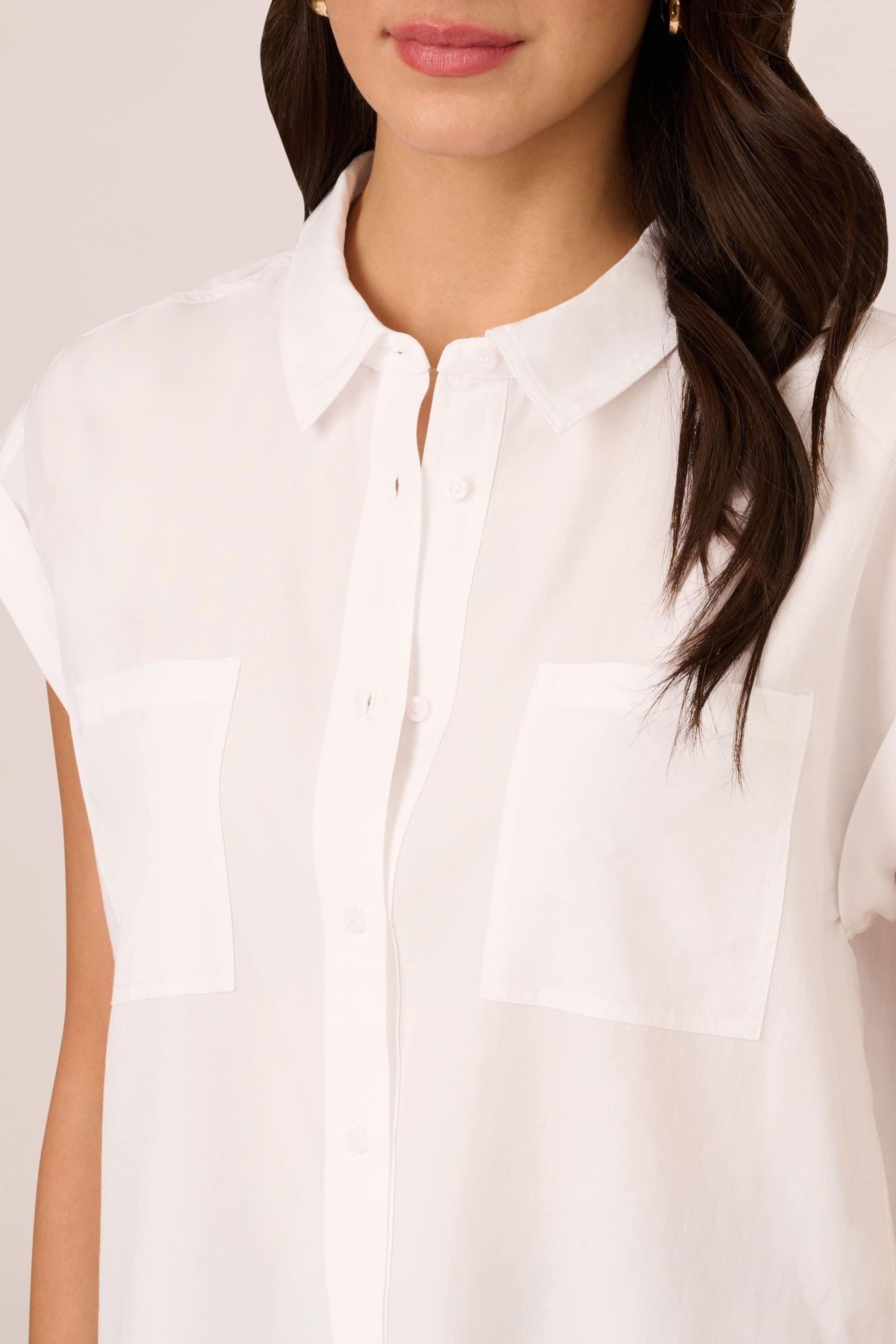 Adrianna Papell Sleeveless Woven Utility White Shirt - Image 4 of 7