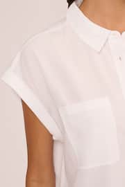 Adrianna Papell Sleeveless Woven Utility White Shirt - Image 5 of 7
