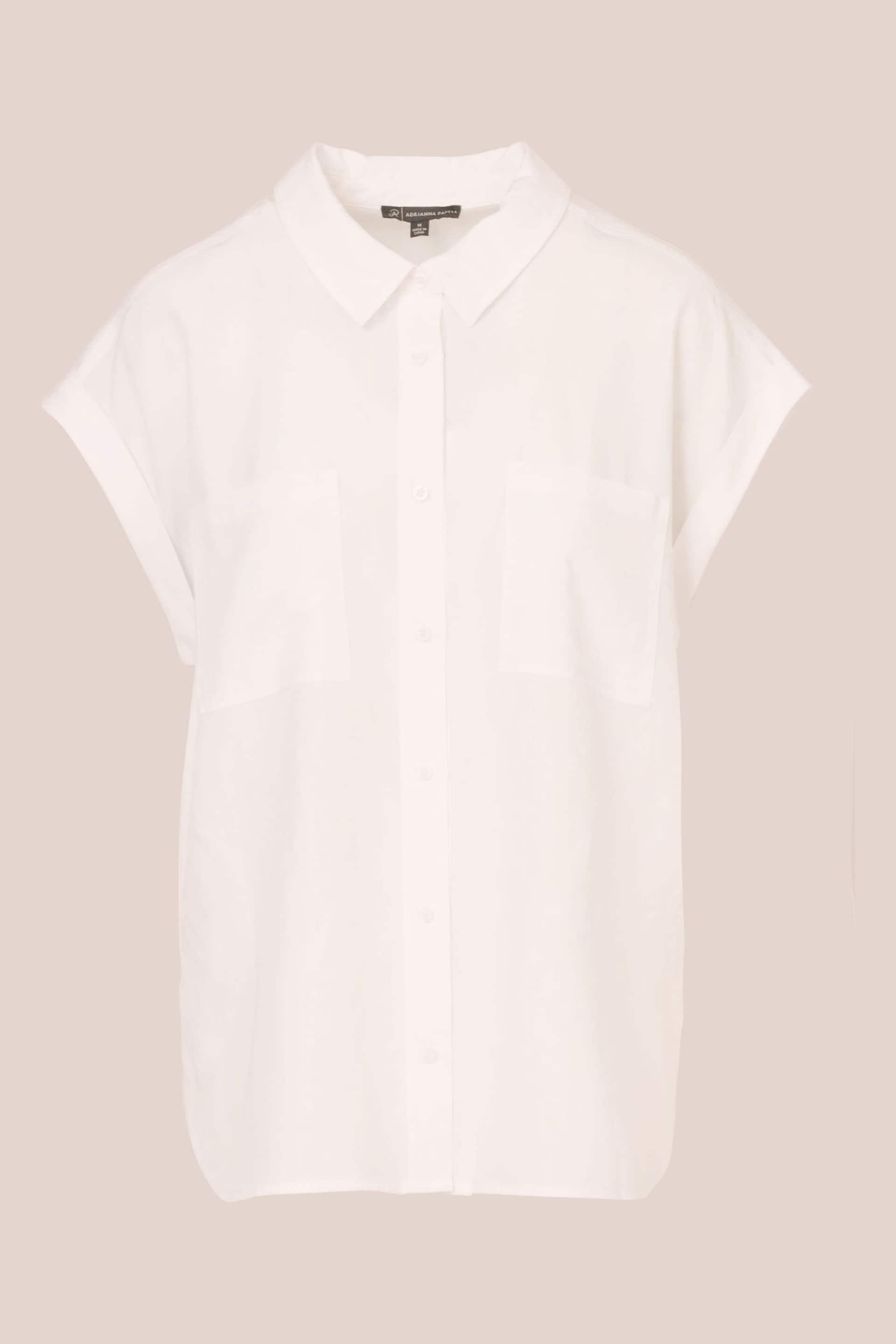 Adrianna Papell Sleeveless Woven Utility White Shirt - Image 7 of 7