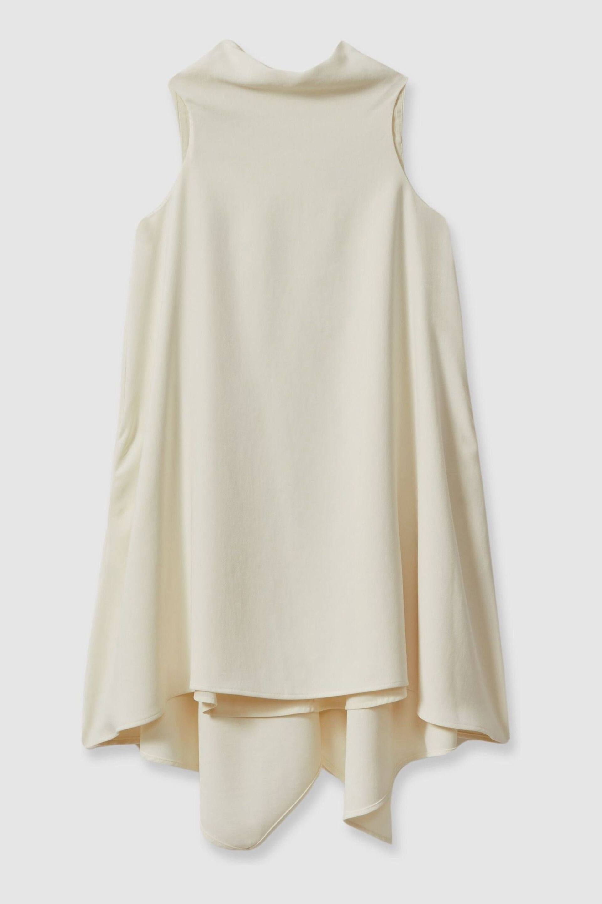 Reiss Ivory Shauna High-Neck Drape Back Mini Dress - Image 2 of 6