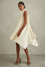 Reiss Ivory Shauna High-Neck Drape Back Mini Dress - Image 4 of 6