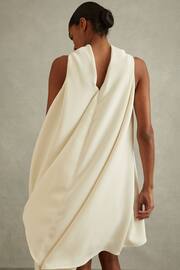 Reiss Ivory Shauna High-Neck Drape Back Mini Dress - Image 5 of 6