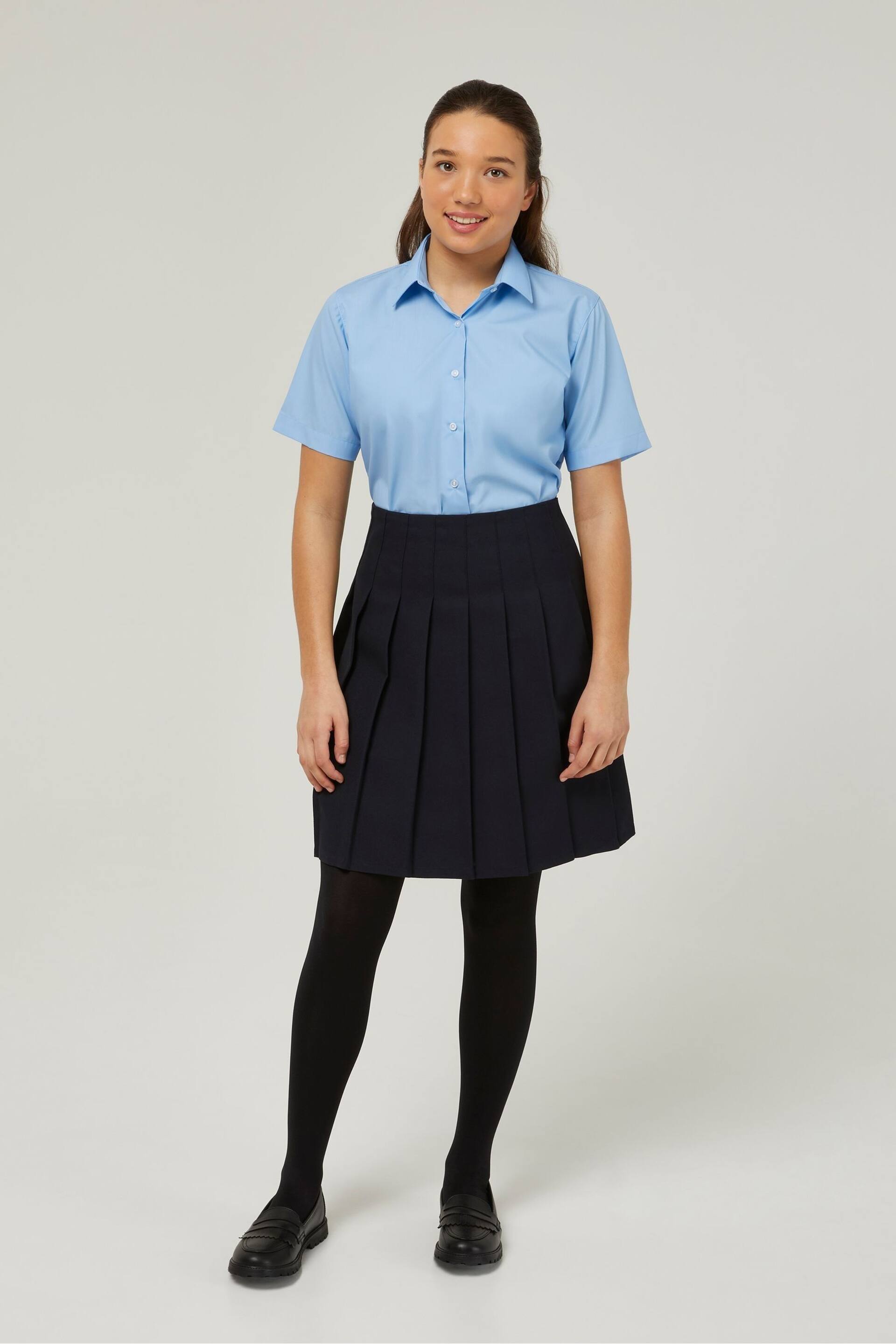 Trutex Blue Regular Fit Short Sleeve 2 Pack School Shirts - Image 3 of 6
