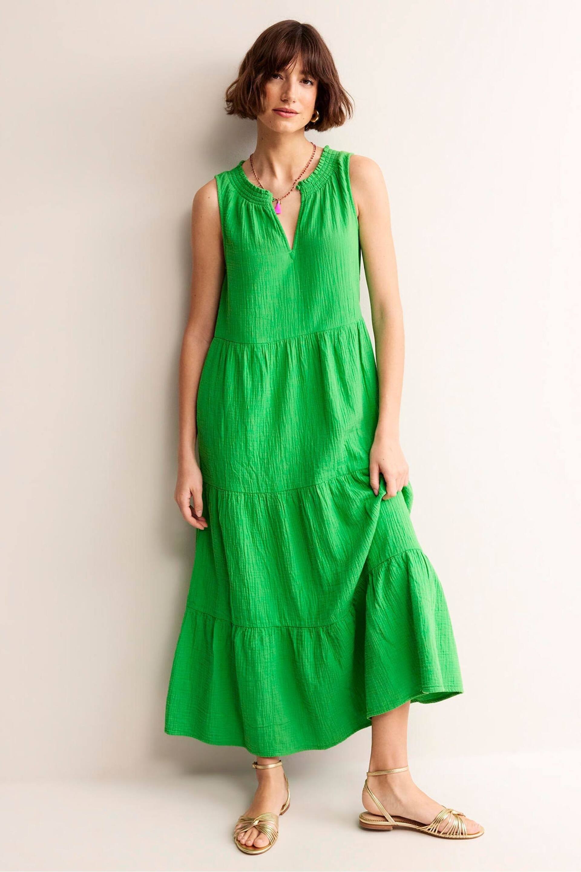 Boden Green Double Cloth Maxi Tiered Dress - Image 1 of 5