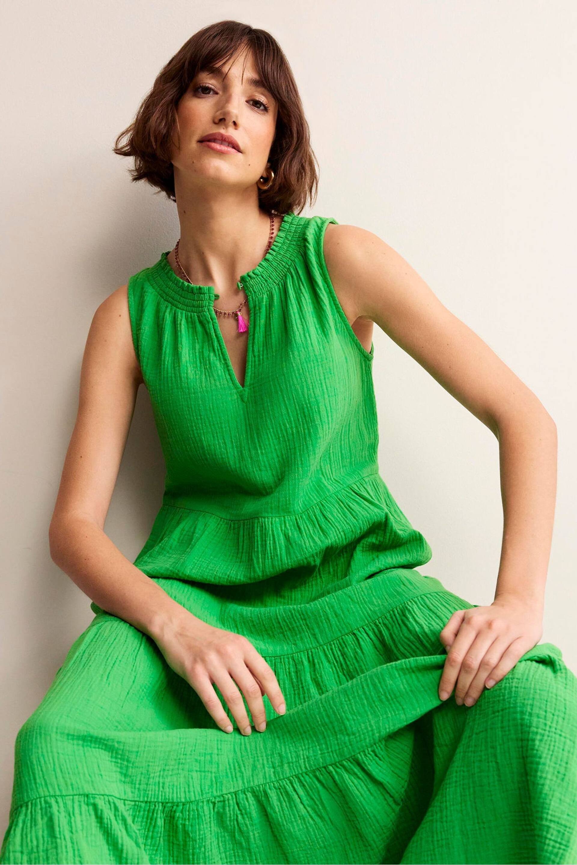 Boden Green Double Cloth Maxi Tiered Dress - Image 4 of 5