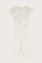 Monsoon White Sequin Lacey Cape Jumpsuit - Image 1 of 3