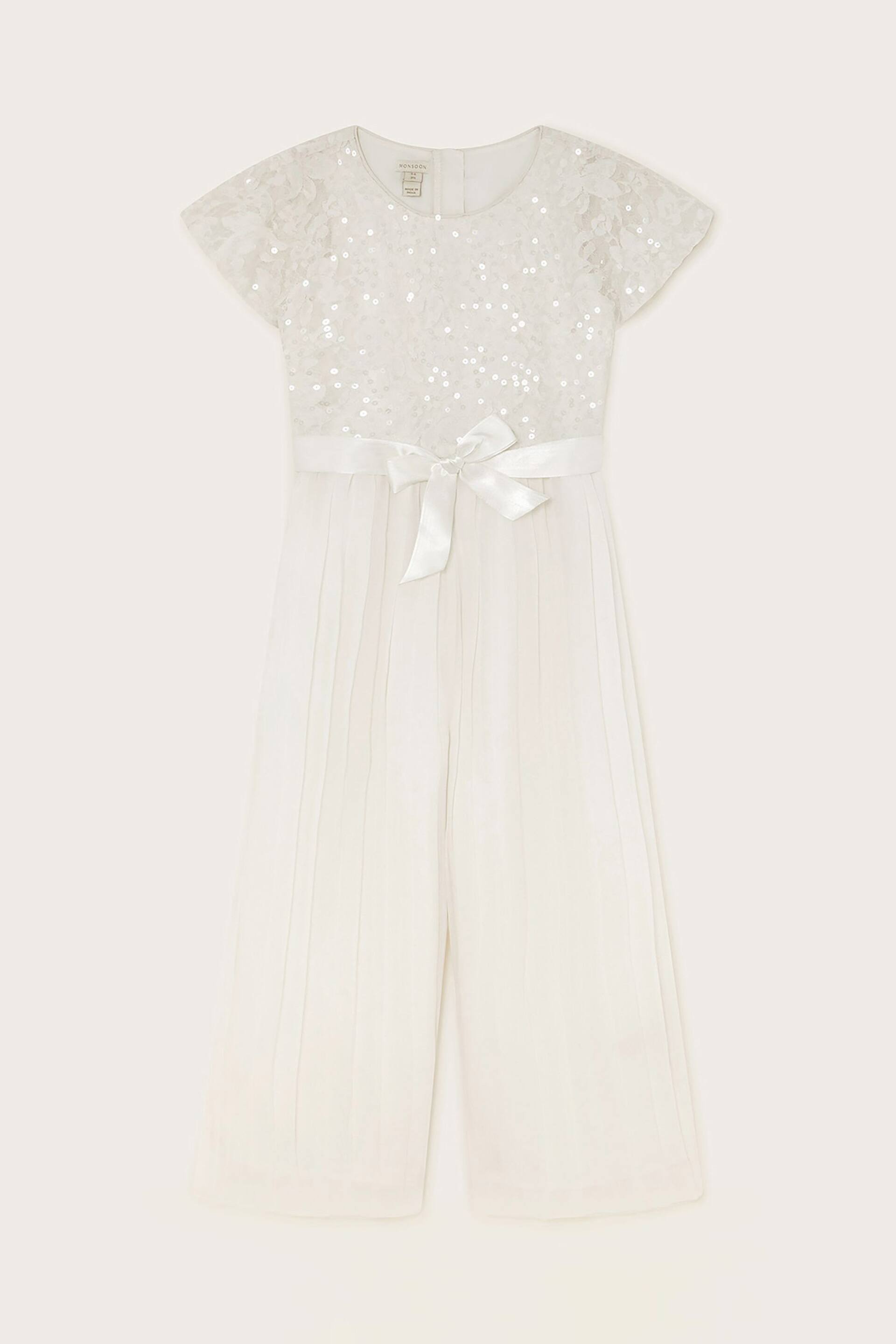 Monsoon White Sequin Lacey Cape Jumpsuit - Image 1 of 3