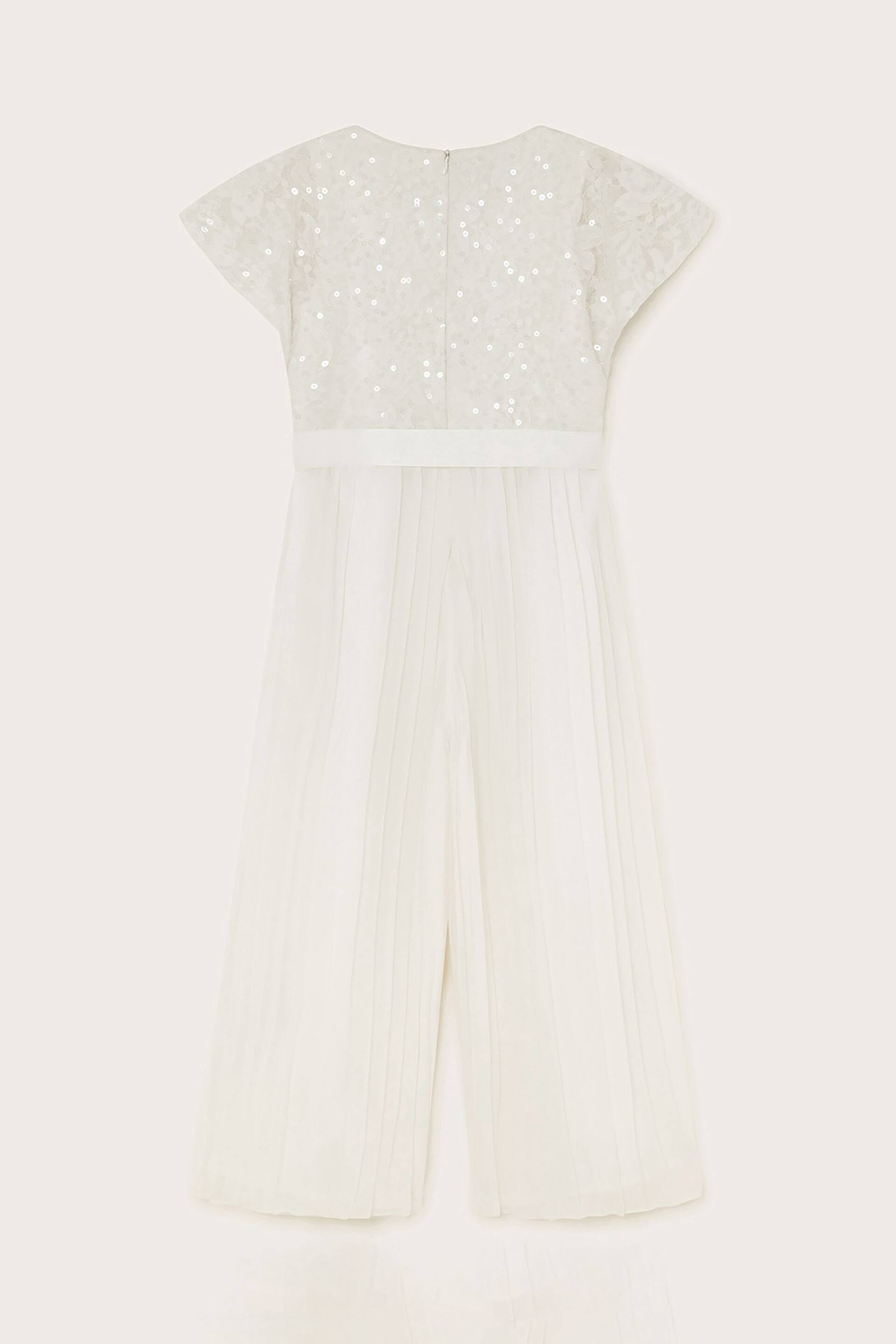 Monsoon White Sequin Lacey Cape Jumpsuit - Image 2 of 3