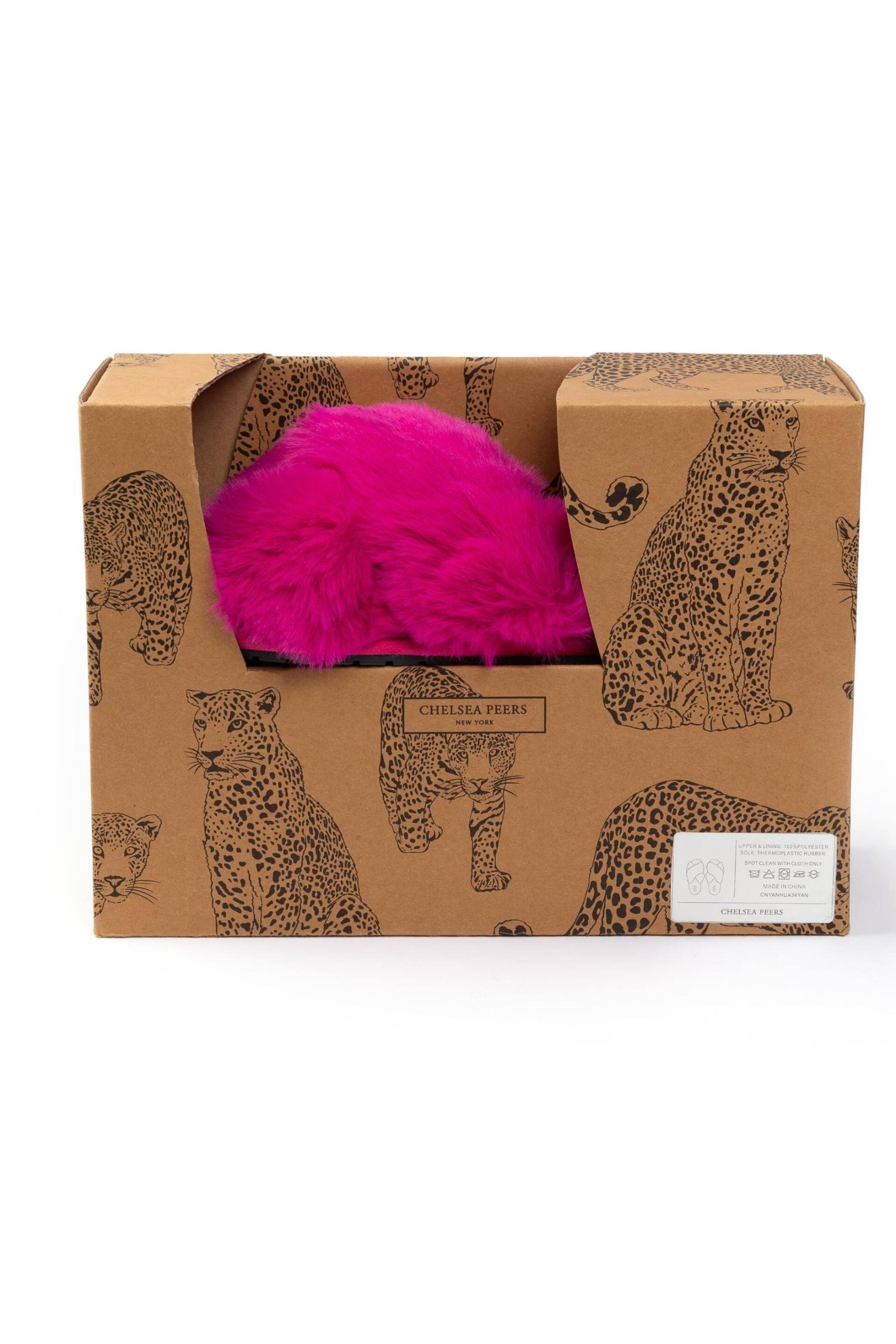 Chelsea Peers Pink Regular Fit Fluffy Cross Strap Slider Slippers - Image 4 of 5