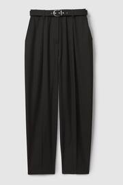 Reiss Black Freja Petite Tapered Belted Trousers - Image 2 of 7