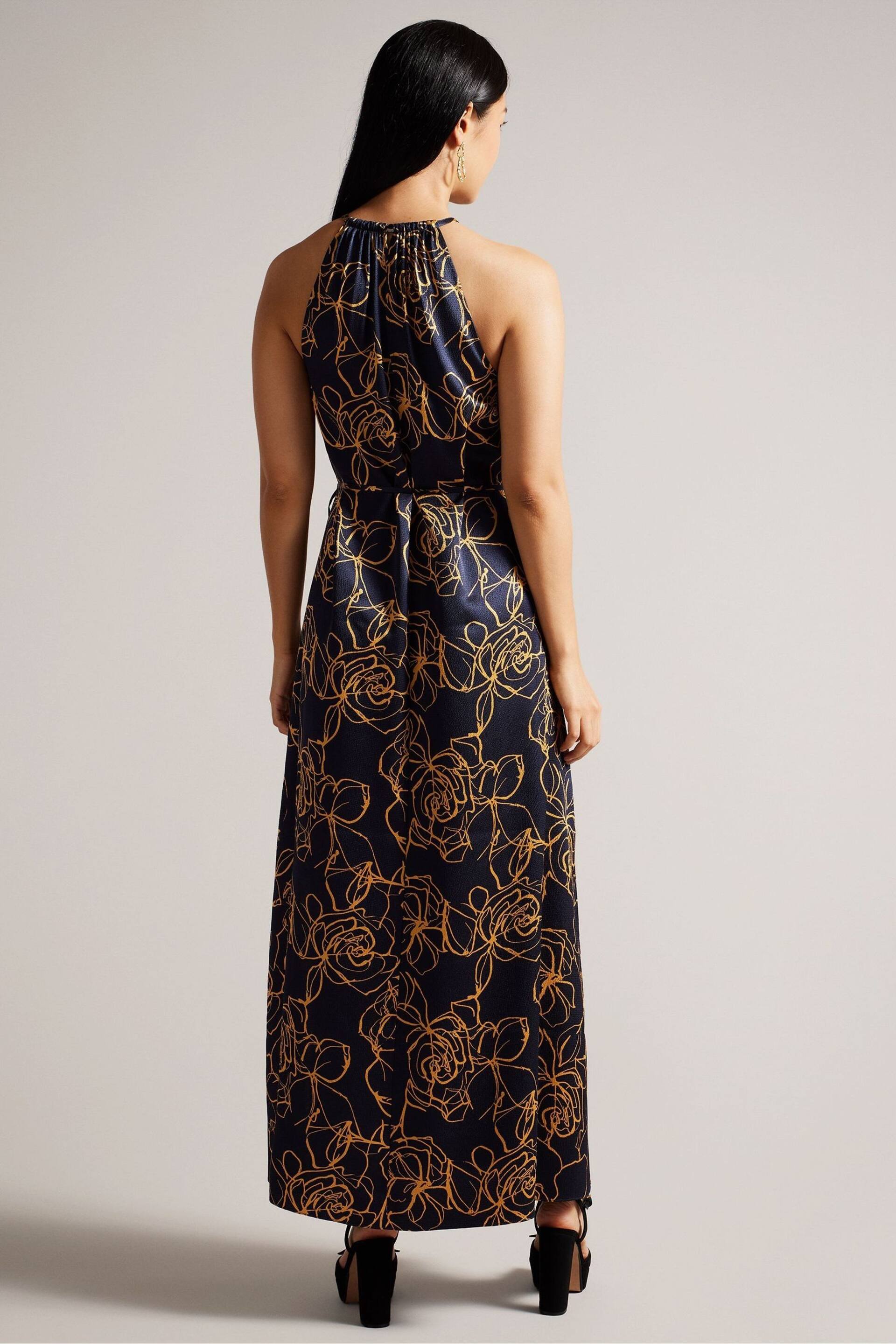 Ted Baker Blue Roxiell Halterneck Maxi Dress - Image 4 of 5