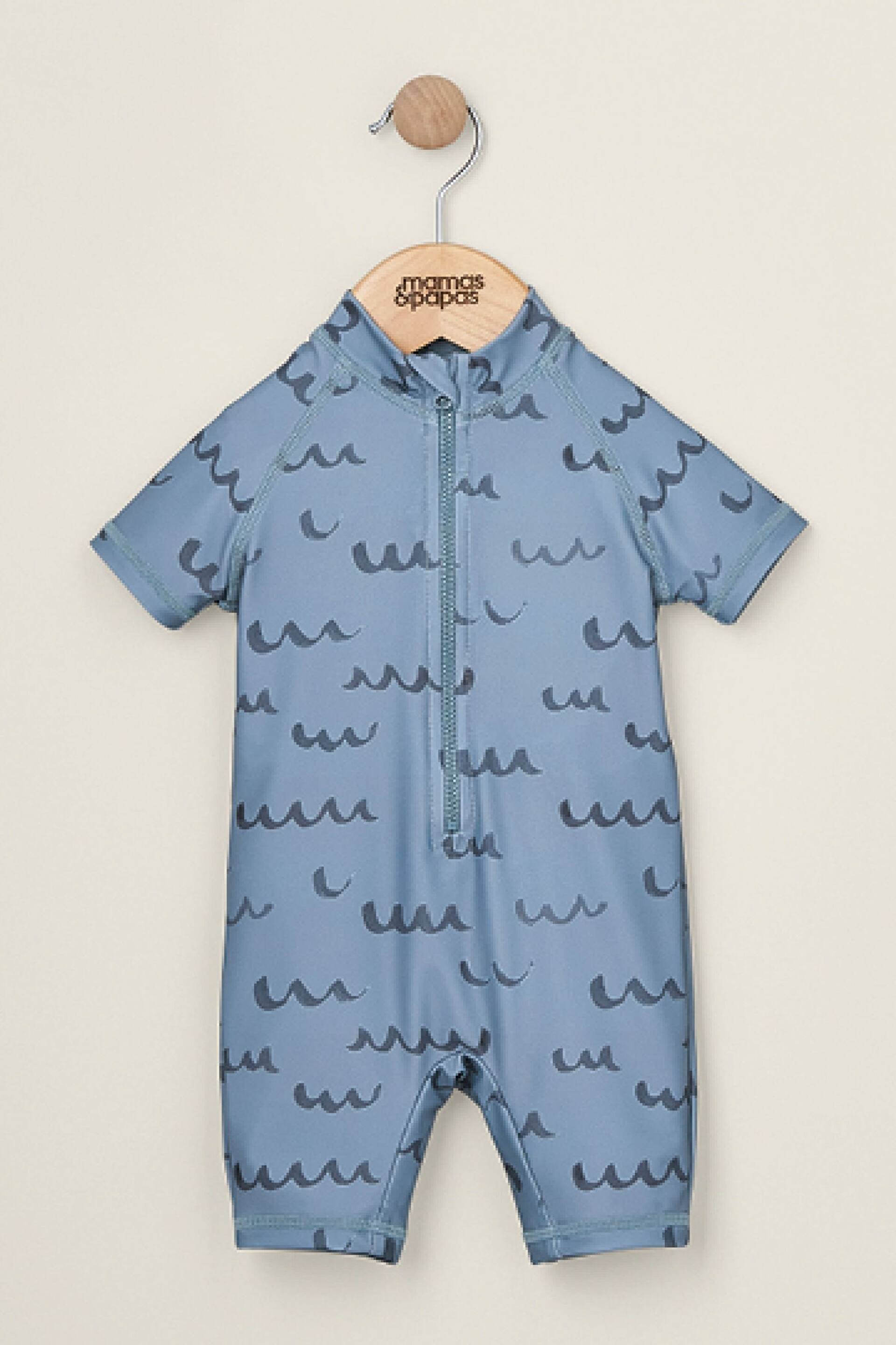 Mamas & Papas Blue Wave Crest Print Rashsuit - Image 1 of 5