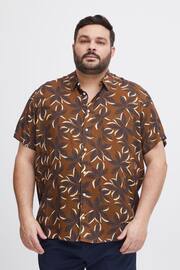 Blend Brown Leaf Printed Short Sleeve Shirt - Image 1 of 5