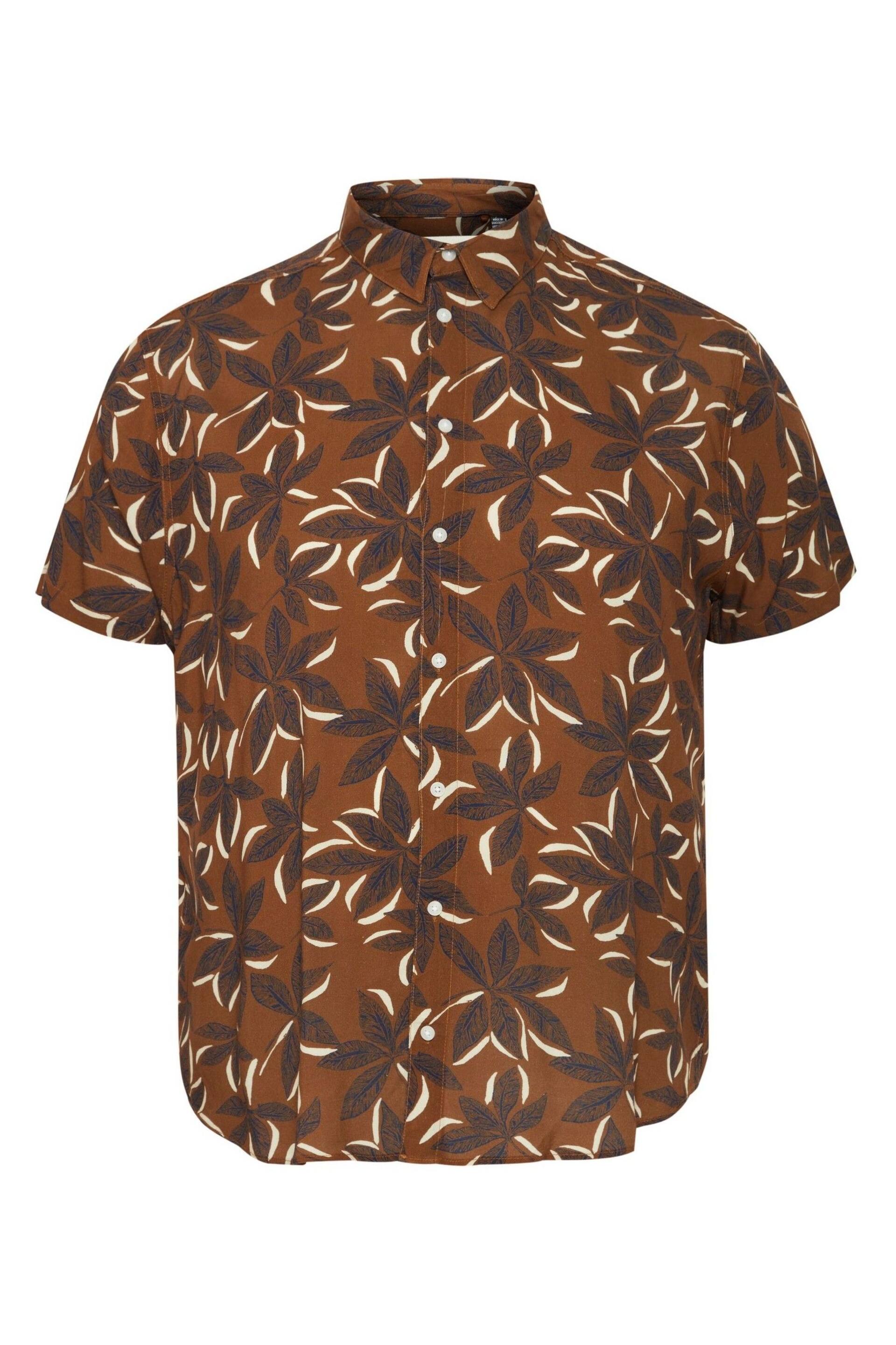 Blend Brown Leaf Printed Short Sleeve Shirt - Image 5 of 5