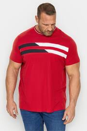 BadRhino Big & Tall Dark Red Chest Stripe T-Shirt - Image 1 of 3