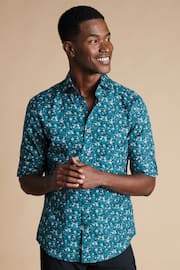 Charles Tyrwhitt Green Classic Fit Liberty Fabric Floral Print Shirt - Image 2 of 7