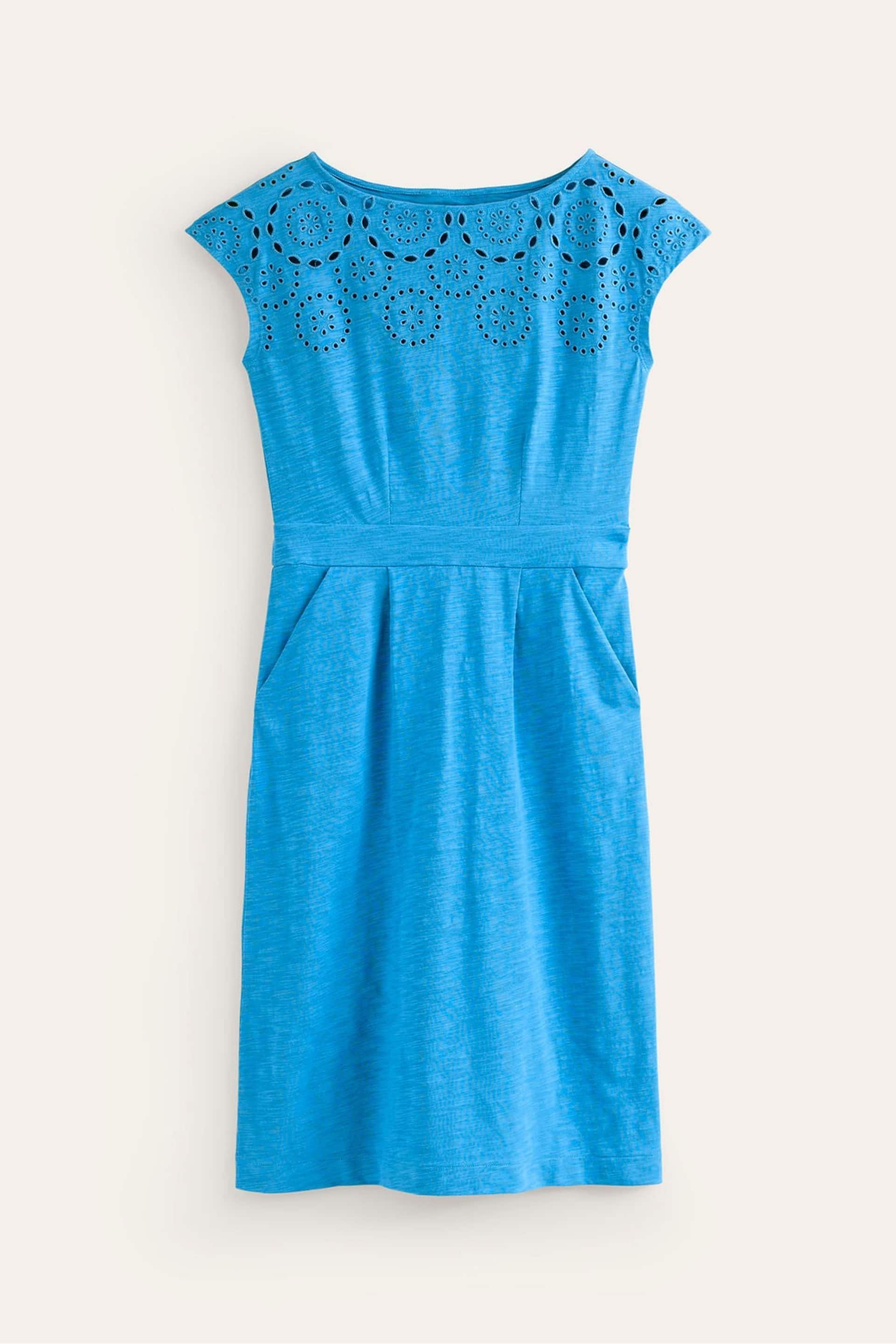 Boden Blue Petite Florrie Broderie Jersey Dress - Image 5 of 5