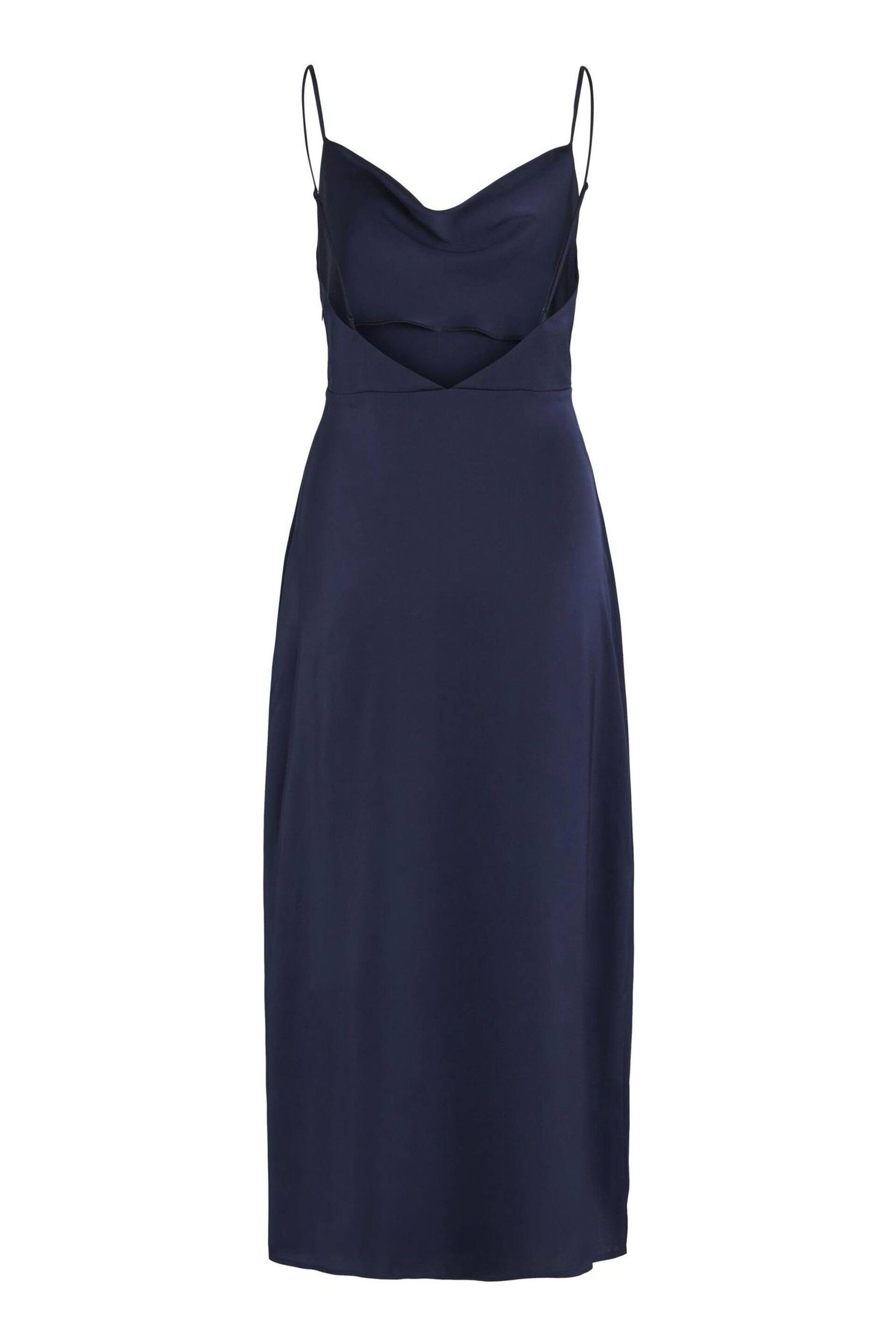 VILA Blue Cami Satin Slip Occasion Dress - Image 5 of 5