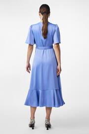 Y.A.S Blue Satin Wrap Ruffle Dress - Image 2 of 4
