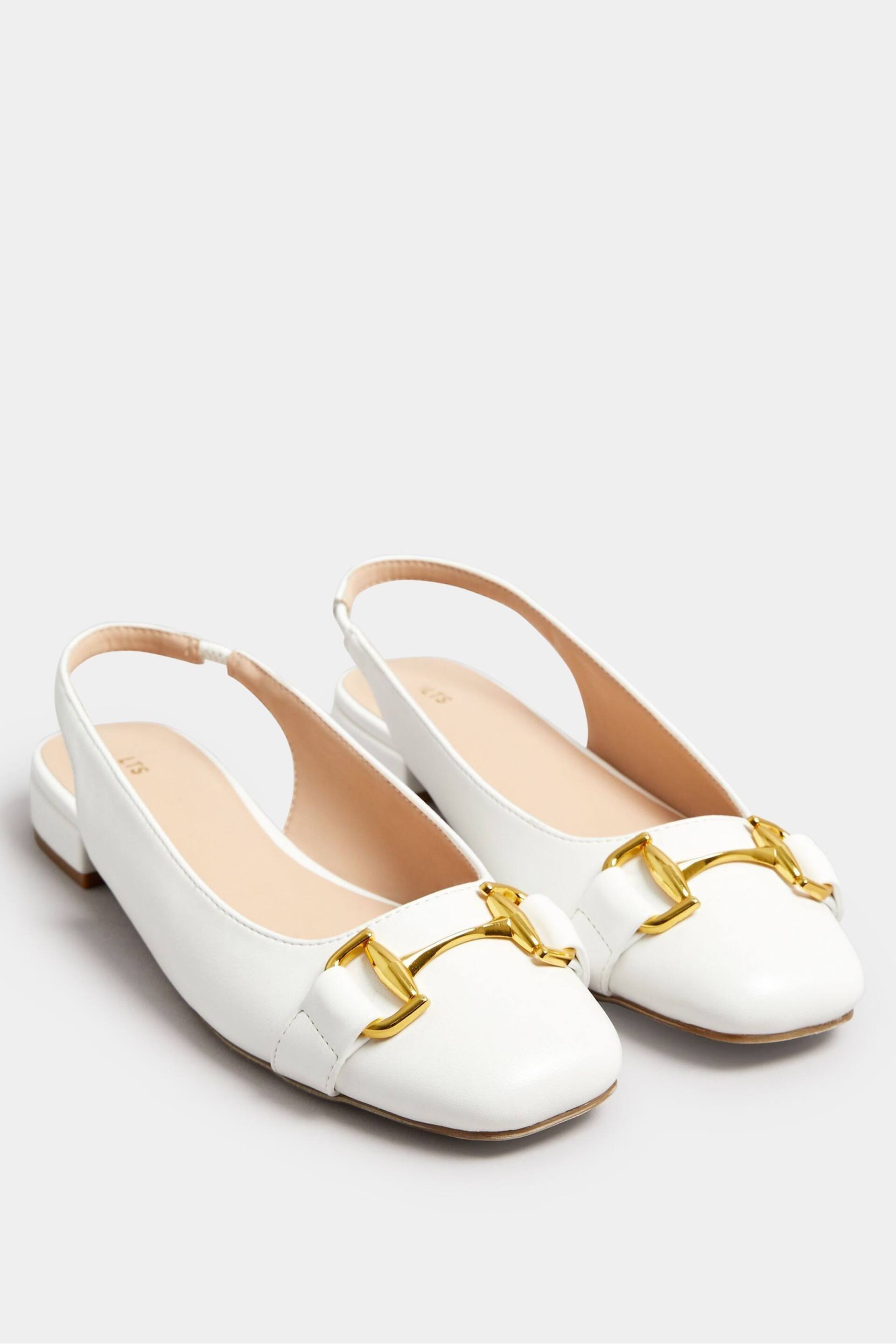 Long Tall Sally White Slingback Ballet Shoes With Trim - Image 3 of 6