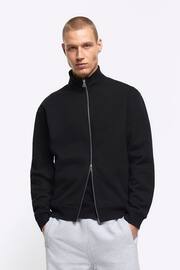 River Island Black Long Sleeve Regular Fit Zip Thru Sweatshirt - Image 1 of 4