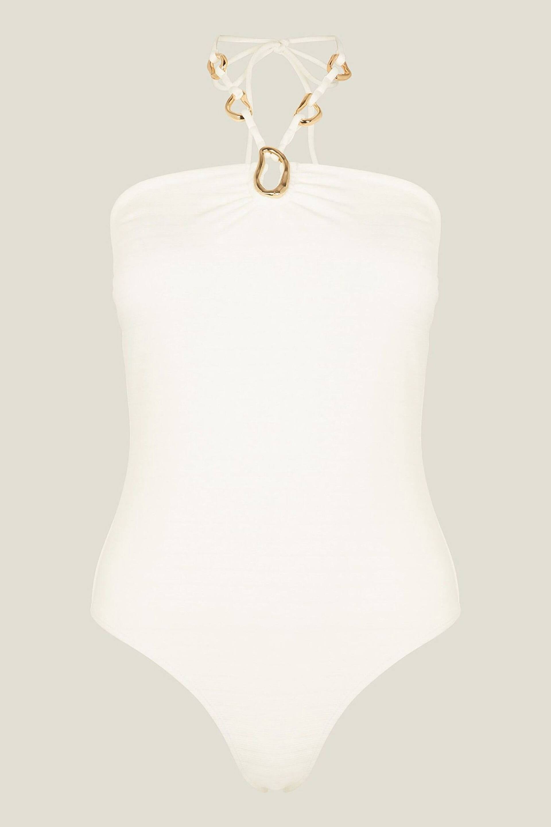 Accessorize White Ring Halter Neck Swimsuit - Image 3 of 3