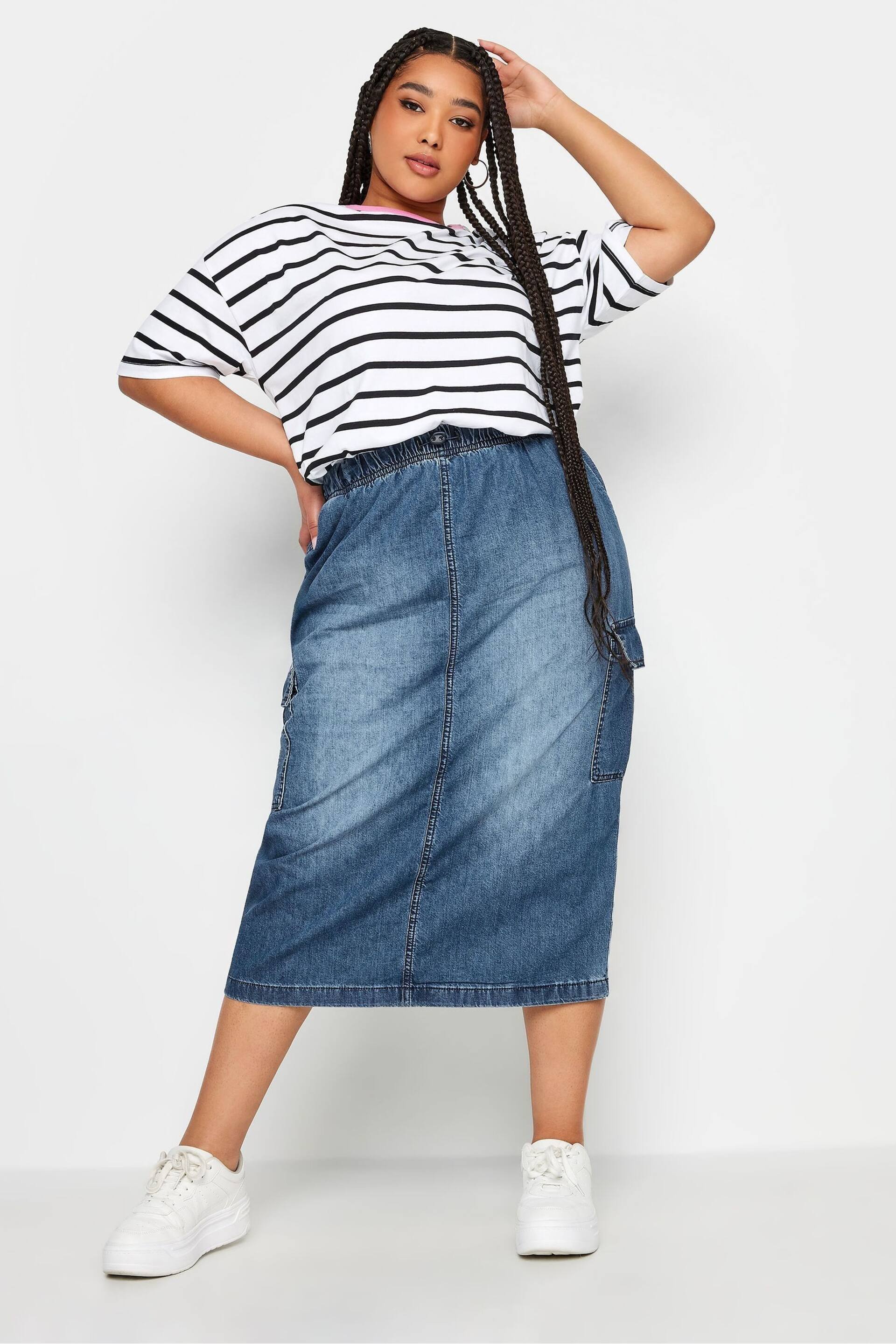 Yours Curve Blue Parachute Skirt - Image 2 of 4