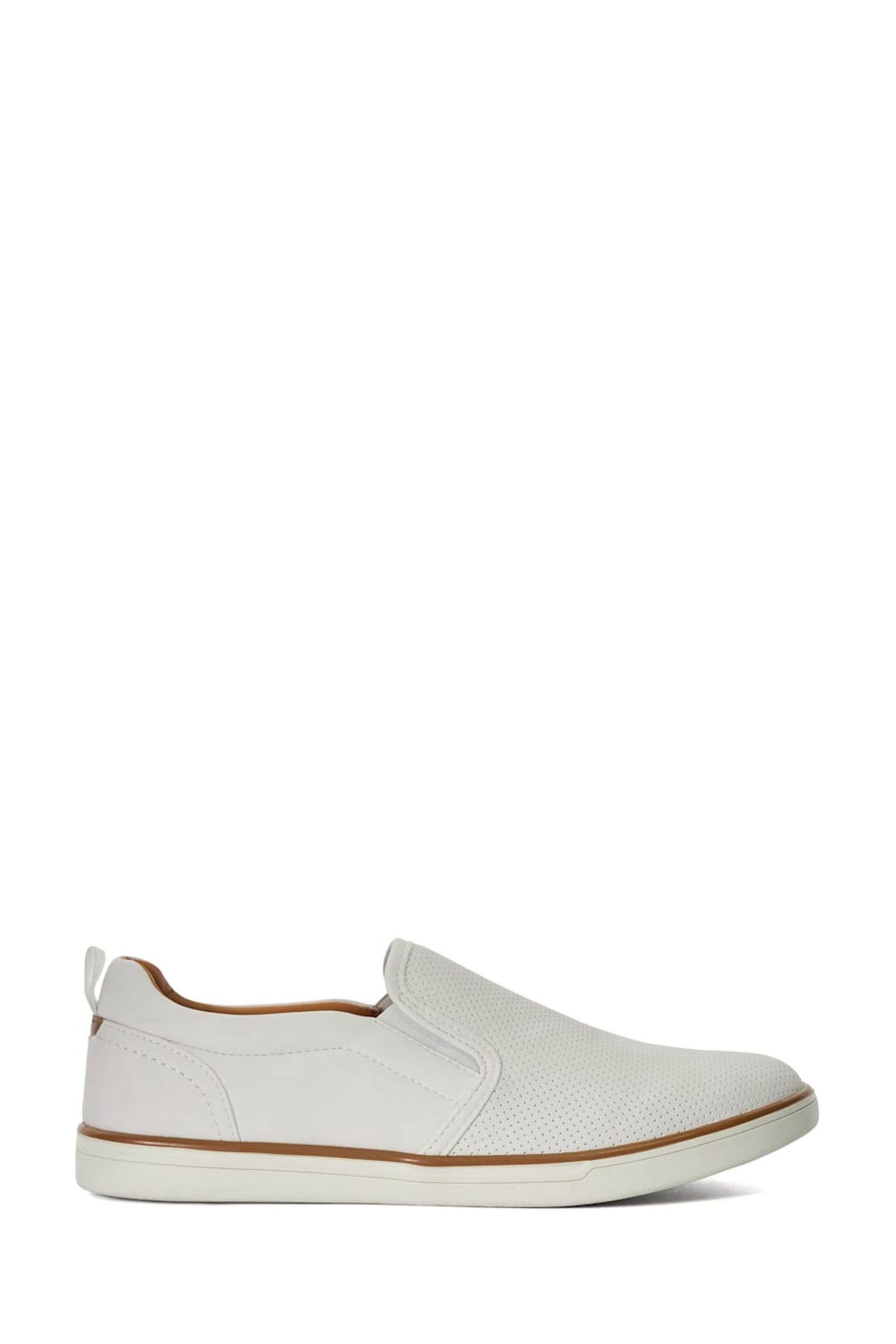 Dune London White Totals Perforated Slip-On Trainers - Image 3 of 6