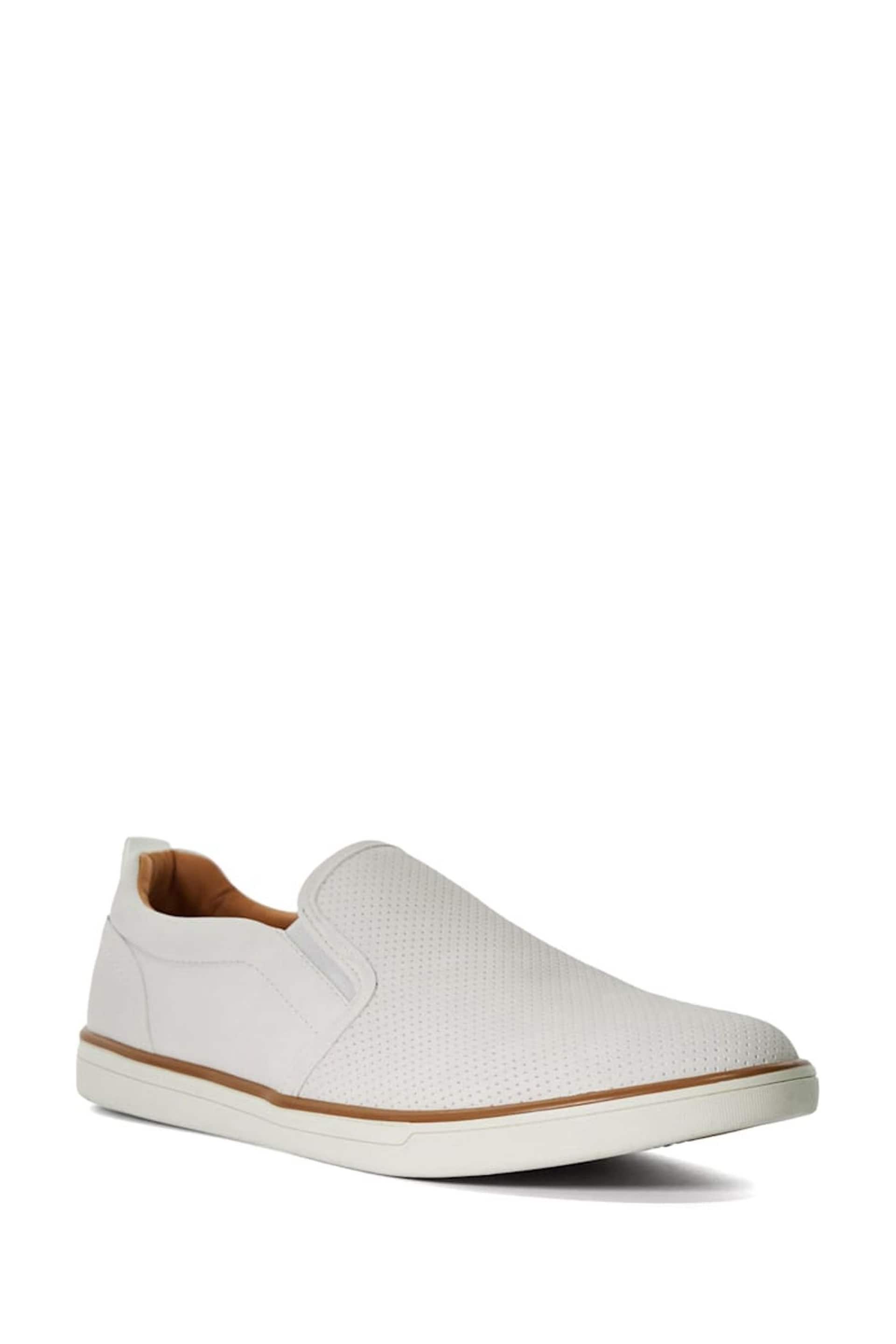 Dune London White Totals Perforated Slip-On Trainers - Image 4 of 6