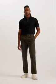 Ted Baker Black Arnival Short Sleeve Regular Textured Zip Polo Shirt - Image 4 of 6