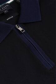 Ted Baker Black Arnival Short Sleeve Regular Textured Zip Polo Shirt - Image 6 of 6