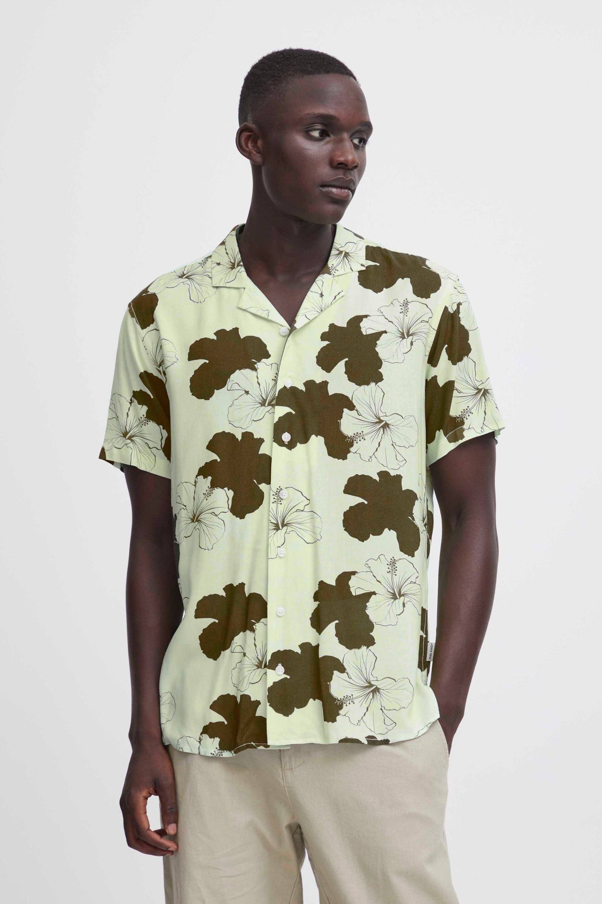 Blend Green Floral Short Sleeve Shirt - Image 1 of 5