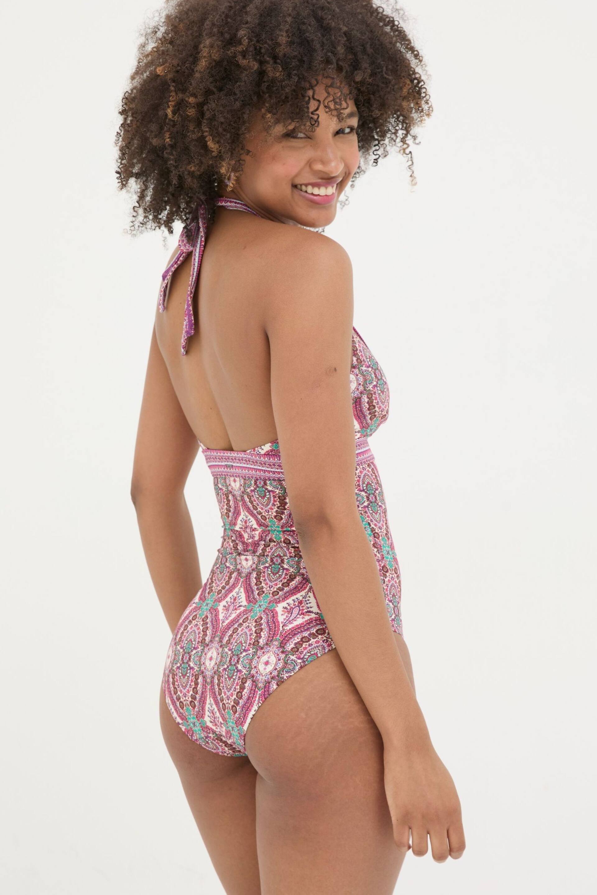 FatFace Pink Serena Detail Paisley Swimsuit - Image 2 of 6