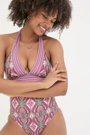 FatFace Pink Serena Detail Paisley Swimsuit - Image 3 of 6