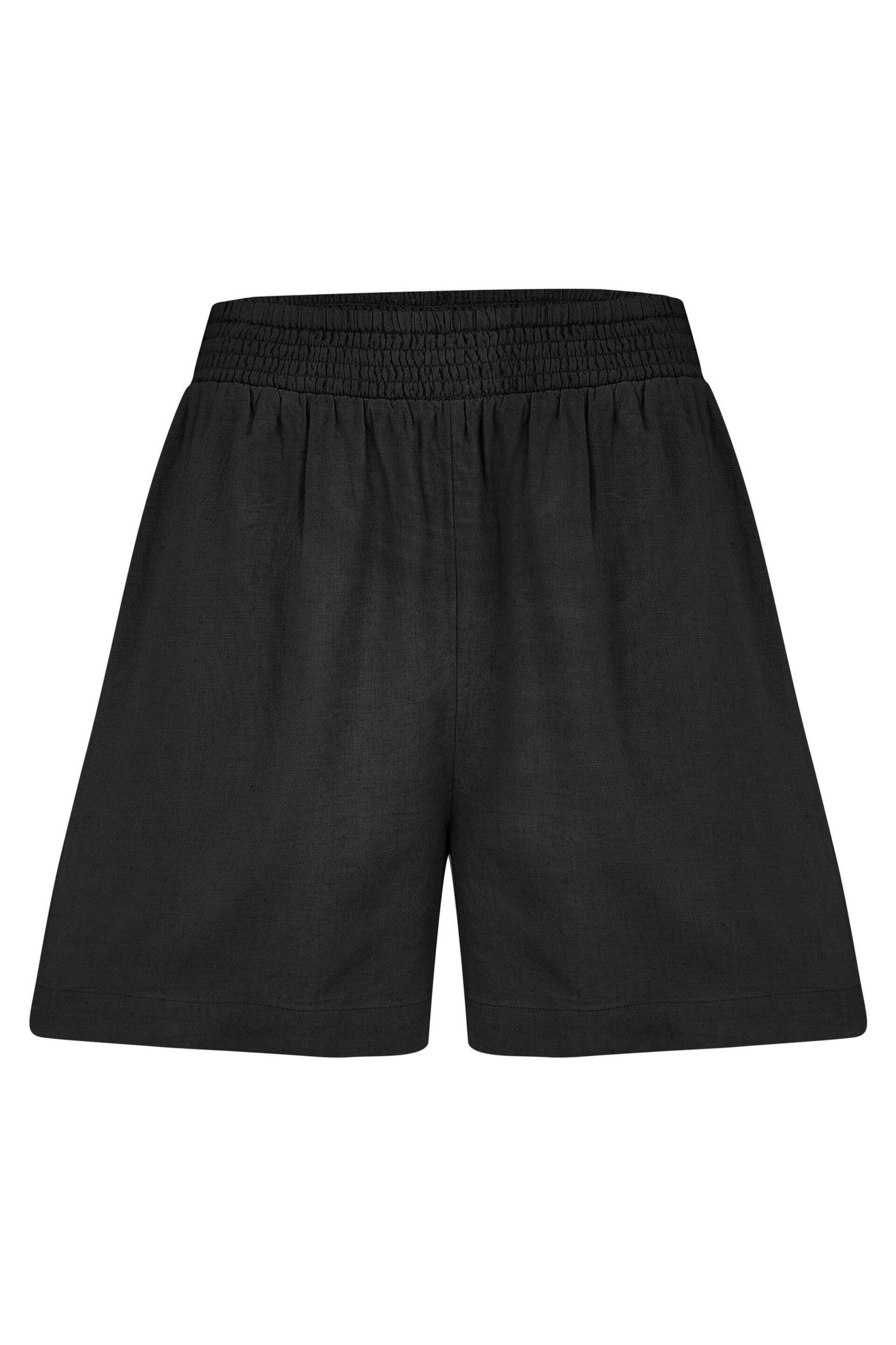 Pour Moi Black Bree High Waist Linen Blend Elasticated Shorts - Image 3 of 4