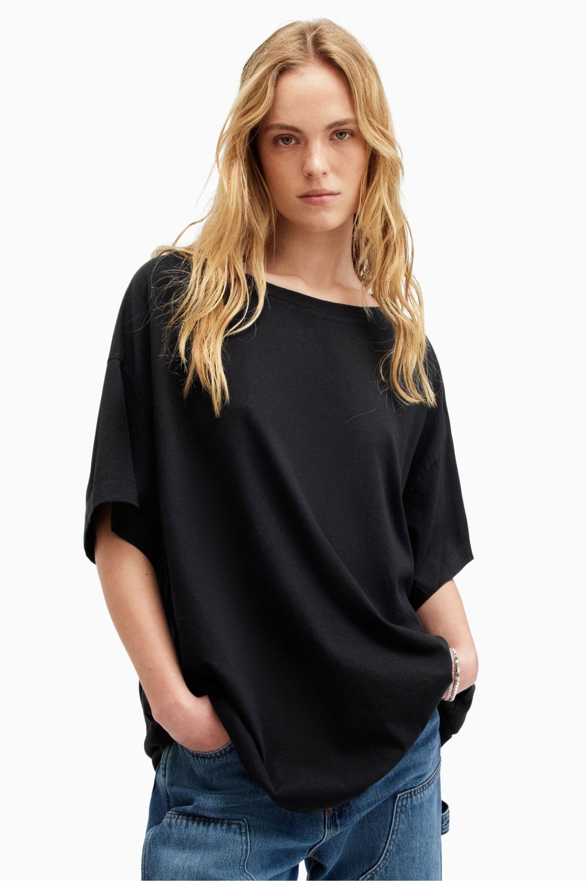 AllSaints Black Lydia T-Shirt - Image 1 of 7