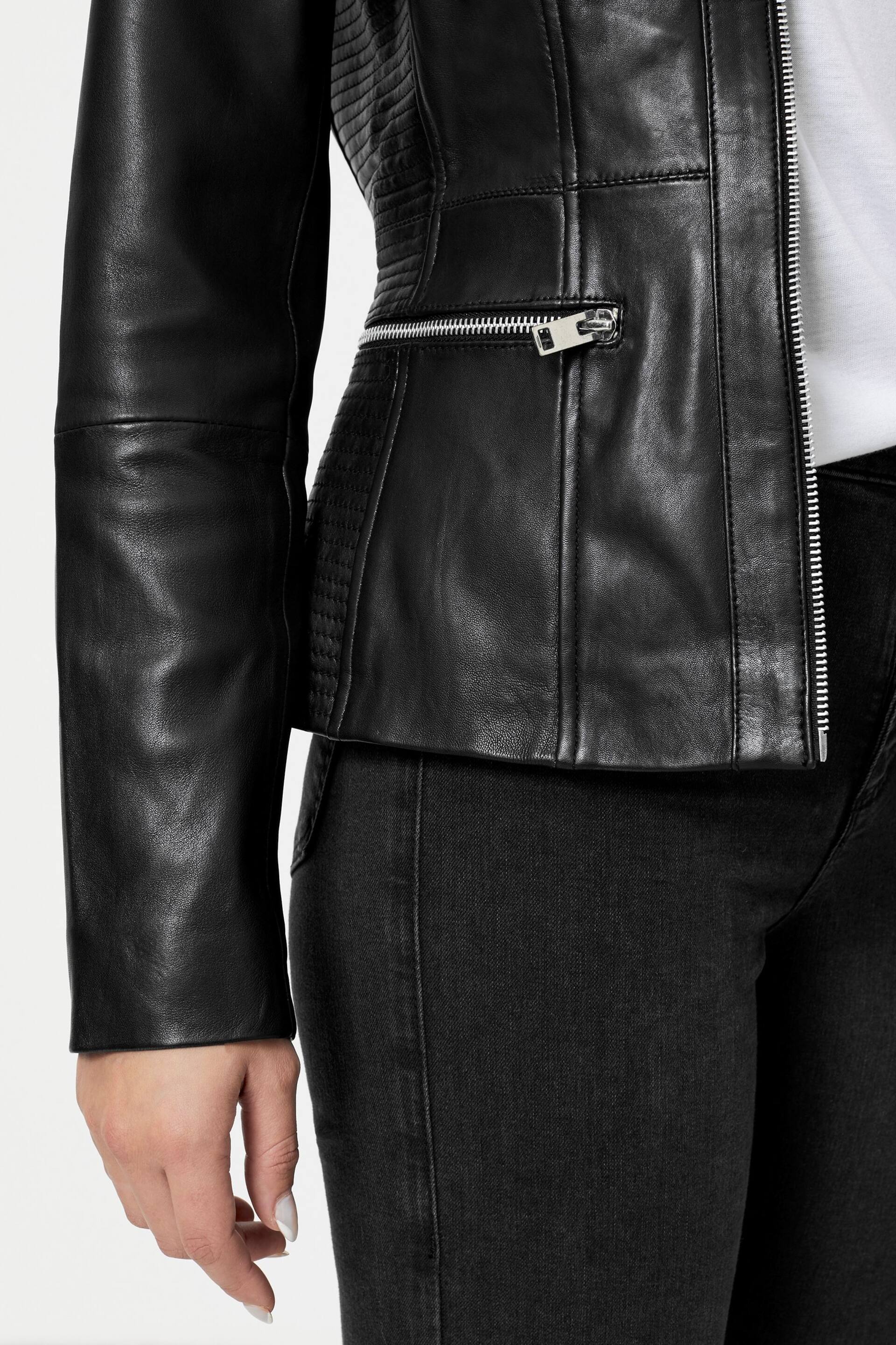 Urban Code Black Petite Petite Collarless Leather Jacket - Image 3 of 5