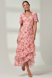 Jolie Moi Pink Daleysa Frill Hem Mesh Maxi Dress - Image 3 of 6