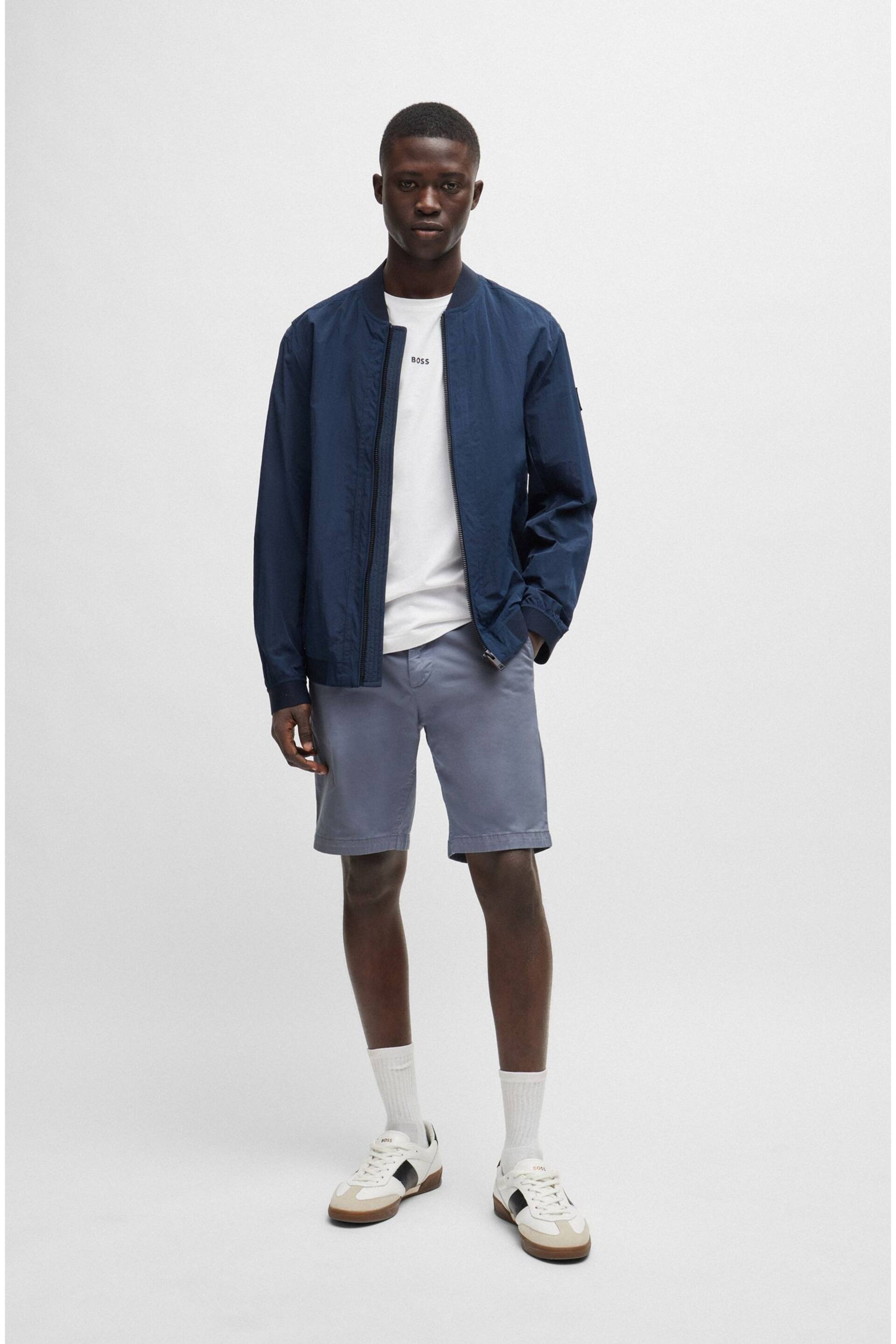 BOSS Mid Blue Slim Fit Stretch Cotton Chino Shorts - Image 3 of 5