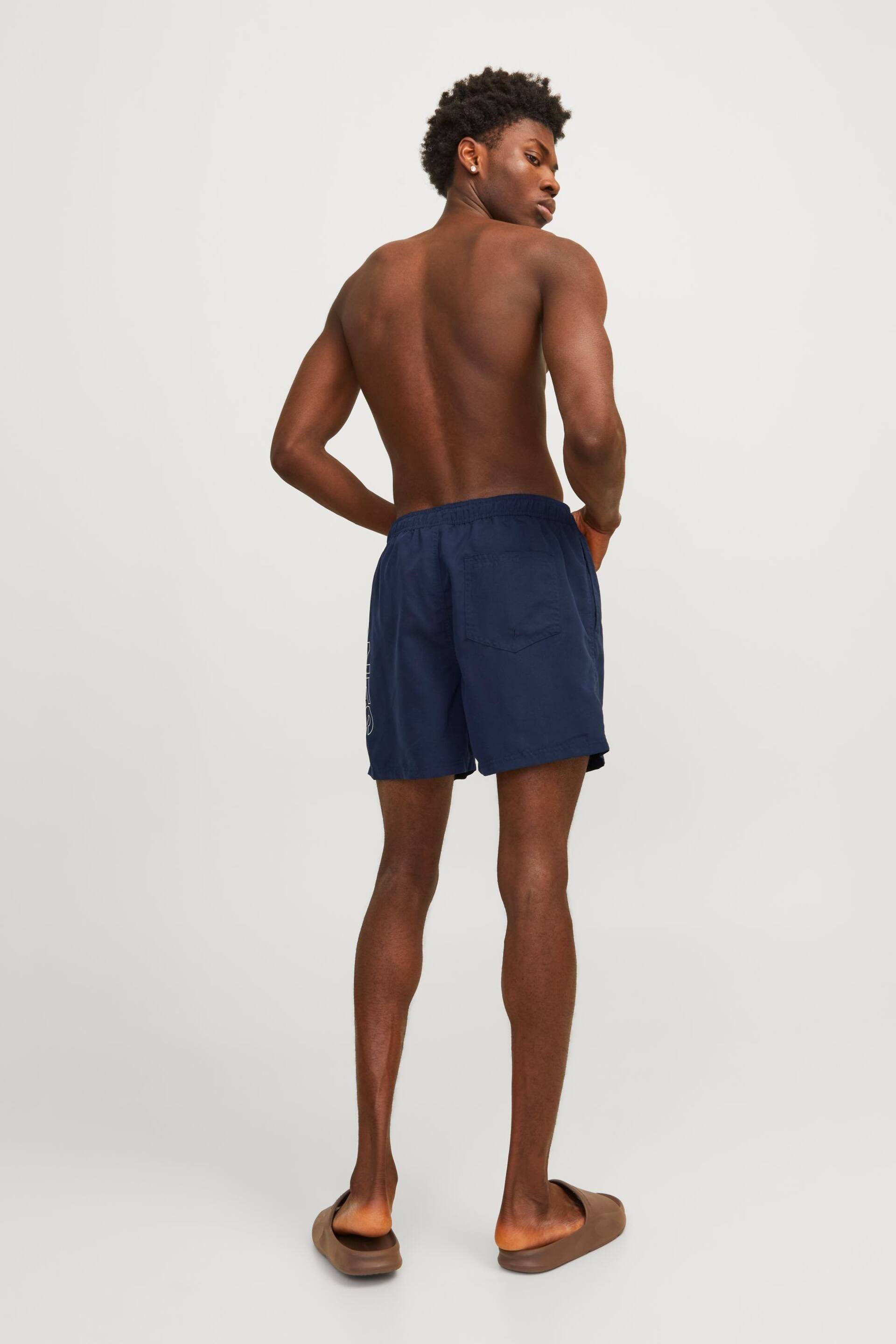 JACK & JONES Navy Blue Swim Shorts With Contrast Lining - Image 3 of 8
