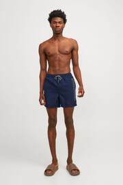 JACK & JONES Navy Blue Swim Shorts With Contrast Lining - Image 4 of 8