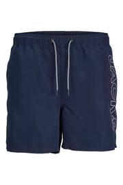JACK & JONES Navy Blue Swim Shorts With Contrast Lining - Image 7 of 8